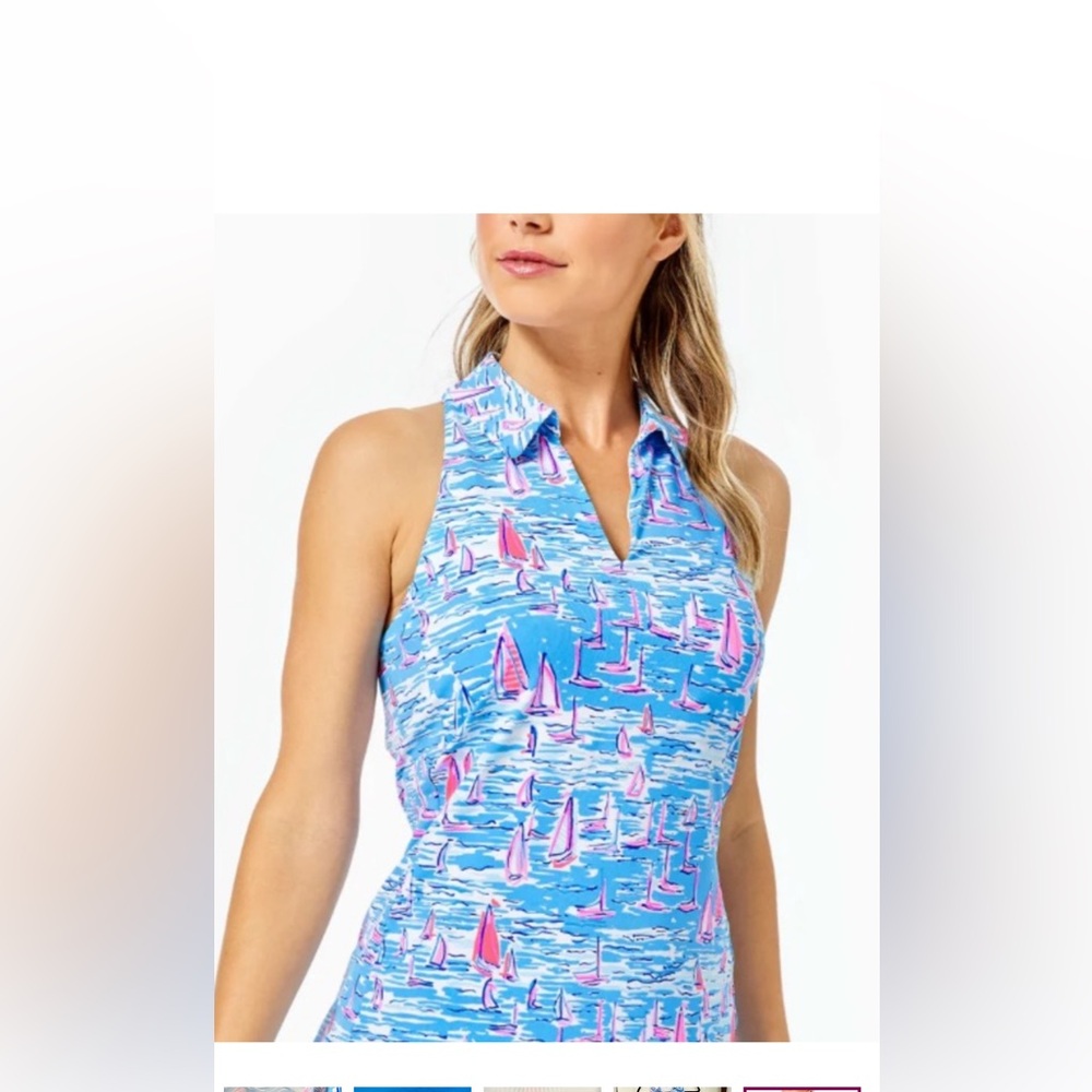 Lilly Pulitzer Luxletic Adlai Skort & Lakelyn Polo Top in Boatylicious Size Med.